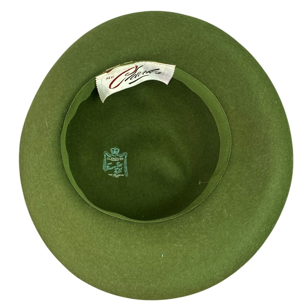Vintage Glenover Fawn Tra Felt Hat Womens Small Bowler Wool Mod Fashion Church - Picture 5 of 10